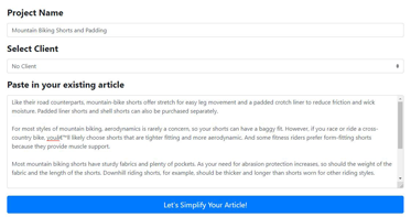 Paste in original article to rewrite